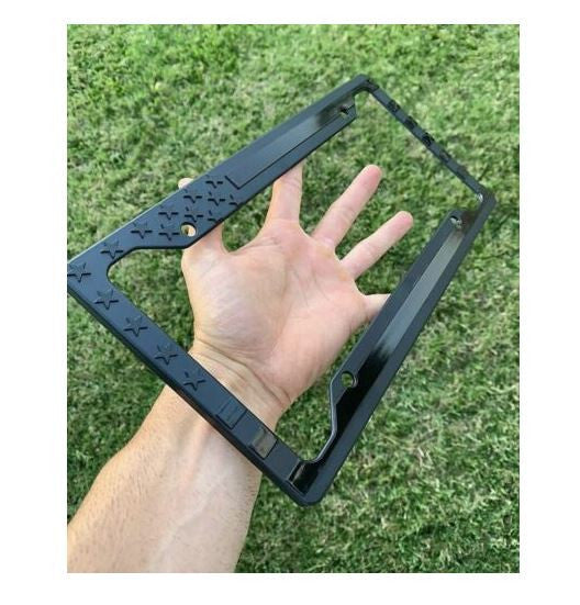 Black American flag on car license plate frame cover hood trunk for Honda