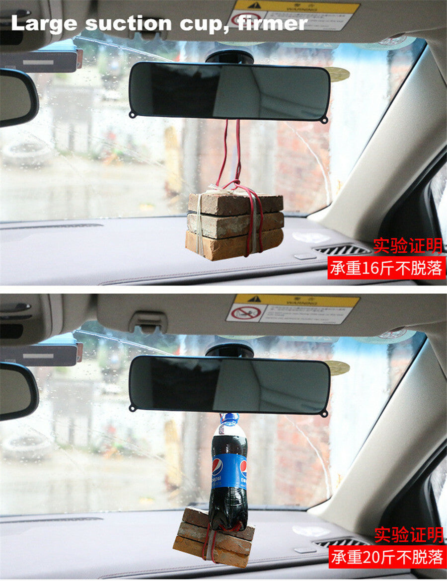 Car Rear View Large Sucker Mirror Wide Flat Clear Lens Dash Mount Rearview Trim