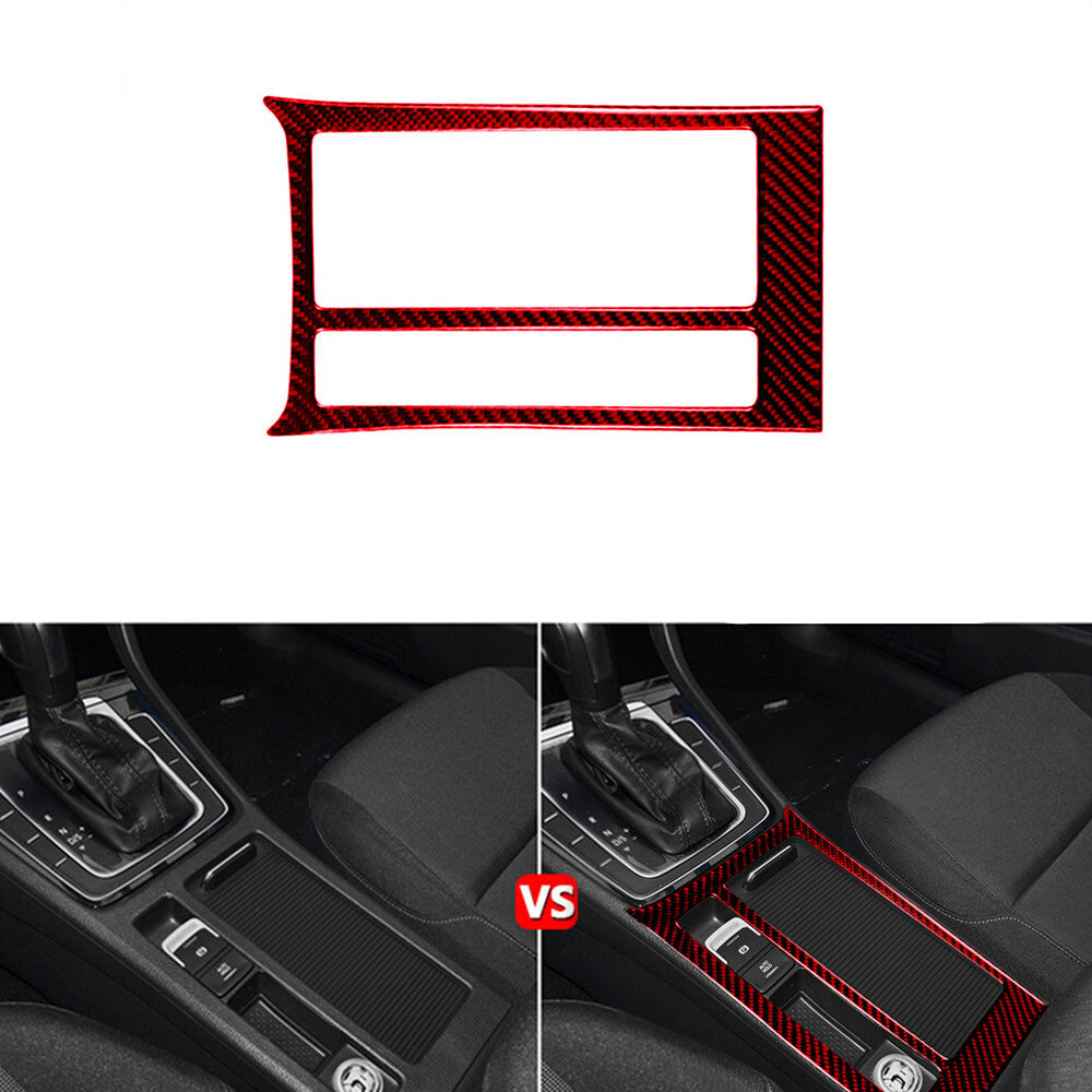 Red Carbon Fiber Watercup Holder Panel Cover Trim Fit for VW for Golf MK7 2013-2017