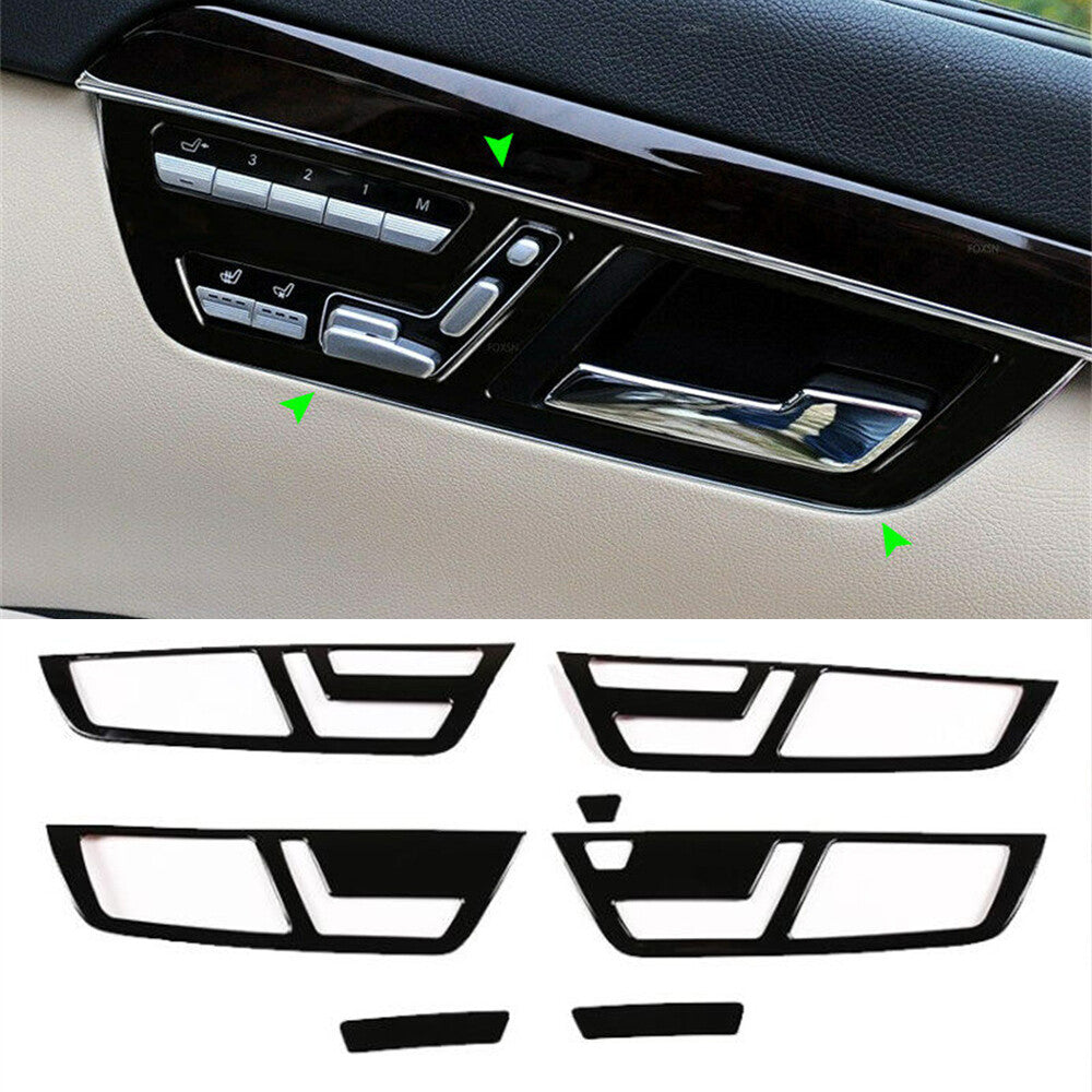 7¡ÁGloss Black ABS Inner Door Handle Cover for Mercedes-Benz S Class W221 2008-12