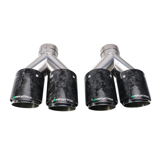 2PCS ID:2.5 63mm OD:3.5 89mm Pair Exhaust Tip Dual Pipe Glossy Black Y-Type T