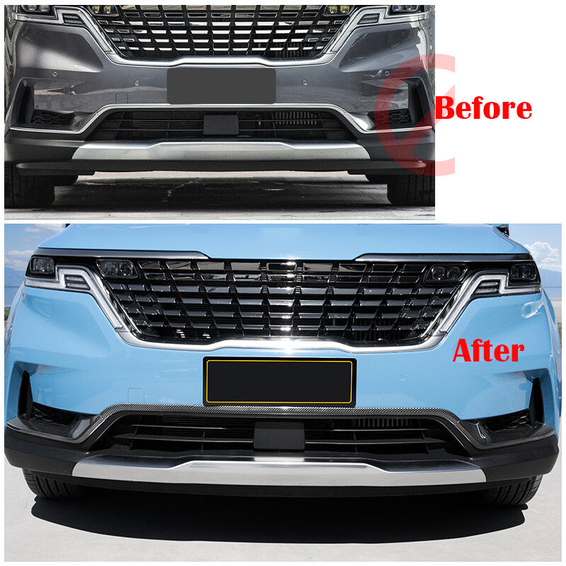 for Kia Carnival 2022-23 Carbon Fiber Bumper lower Grille Fog Lamp Eyelids Trim