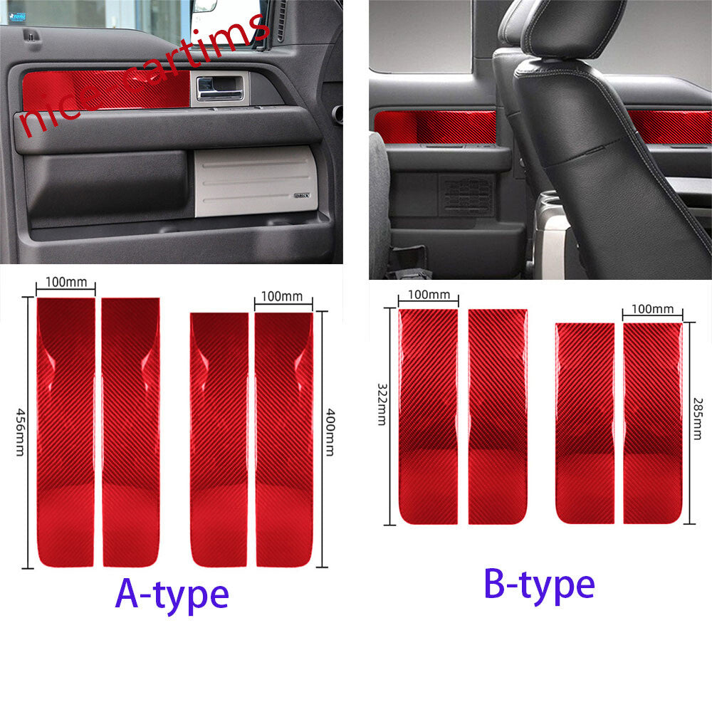 for Ford F150 2009-14Red Carbon Fiber Interior Side Door Panel Decorative Trim B