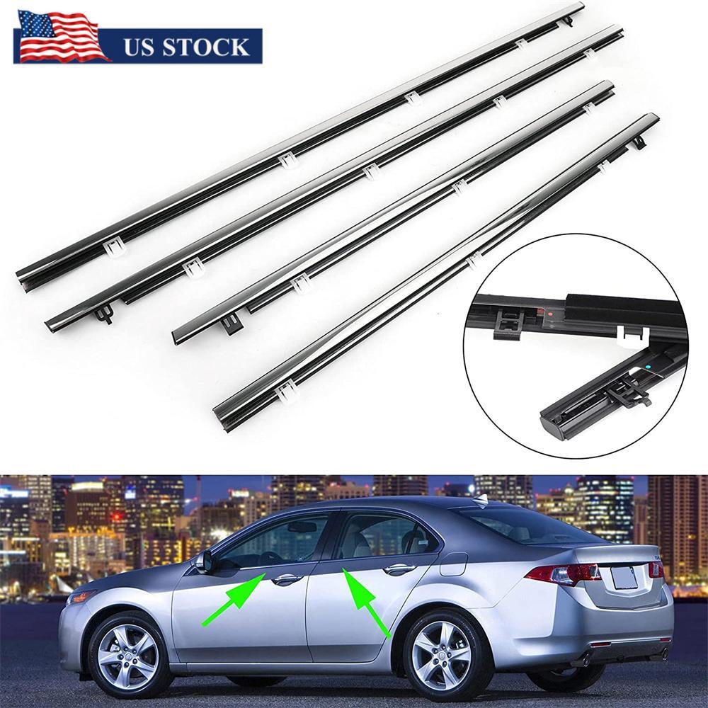 1Set Window Weatherstrip Molding Trim Outer Chrome for ACURA TSX Sedan 2009-2014