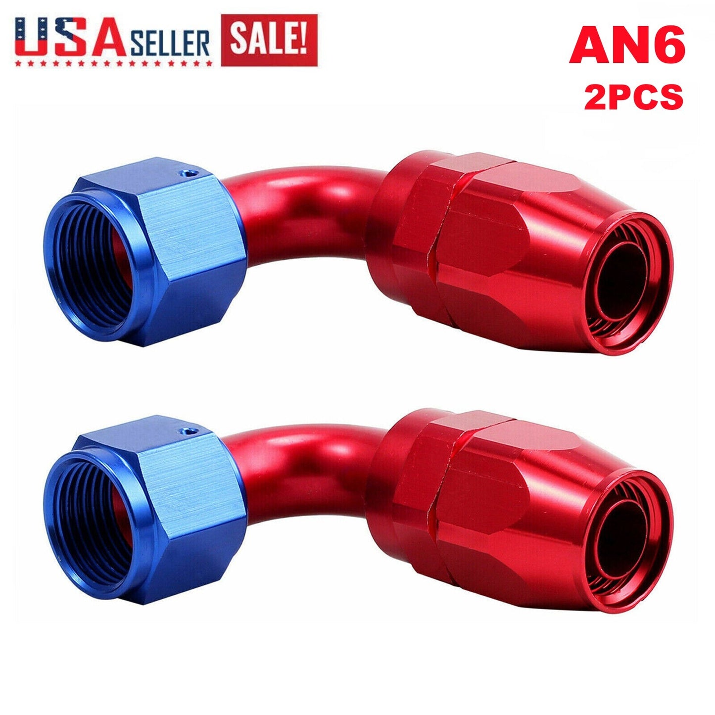 2-Piece AN6 Universal 90-Degree Rotary Hose End Fitting Adapters for Fuel CPE Hose US
