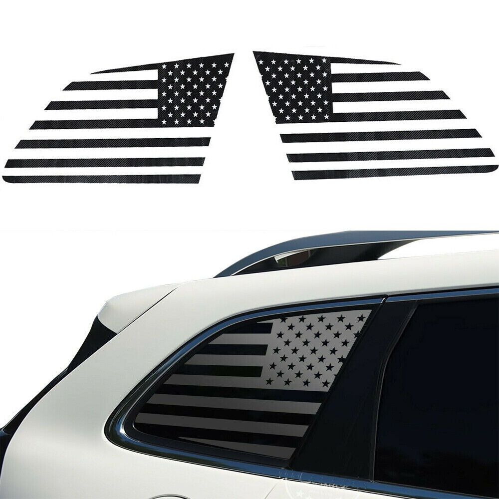 Carbon Fiber Rear Window Decor Trim Decals for Jeep Grand Cherokee 11+ USA Flag