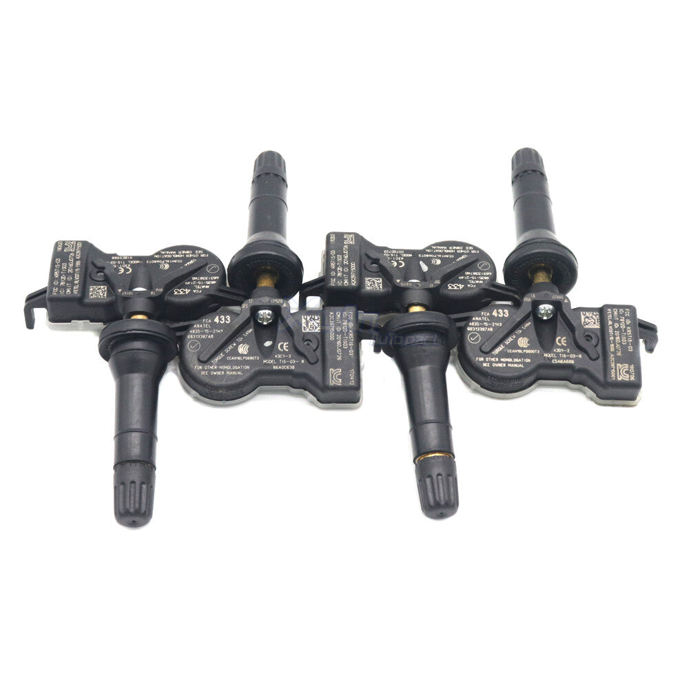 4-piece set of new TPMS tire pressure sensors for Dodge for Jeep 68313387AB and 68252493AB