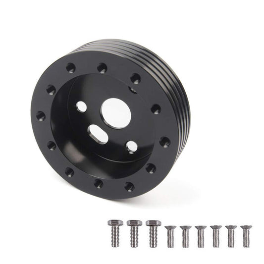 Black 1 Aluminum Steering Wheel Hub Spacer For 6 Hole Wheels to 3 Hole Adapter
