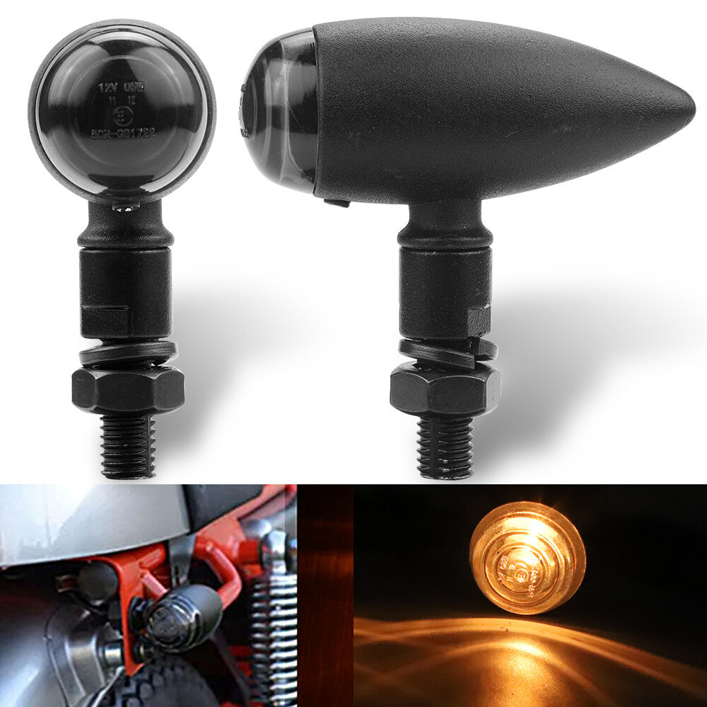 2X Bullet Motorcycle Turn Signal Indicator Amber Blinker Light Universal Smoke