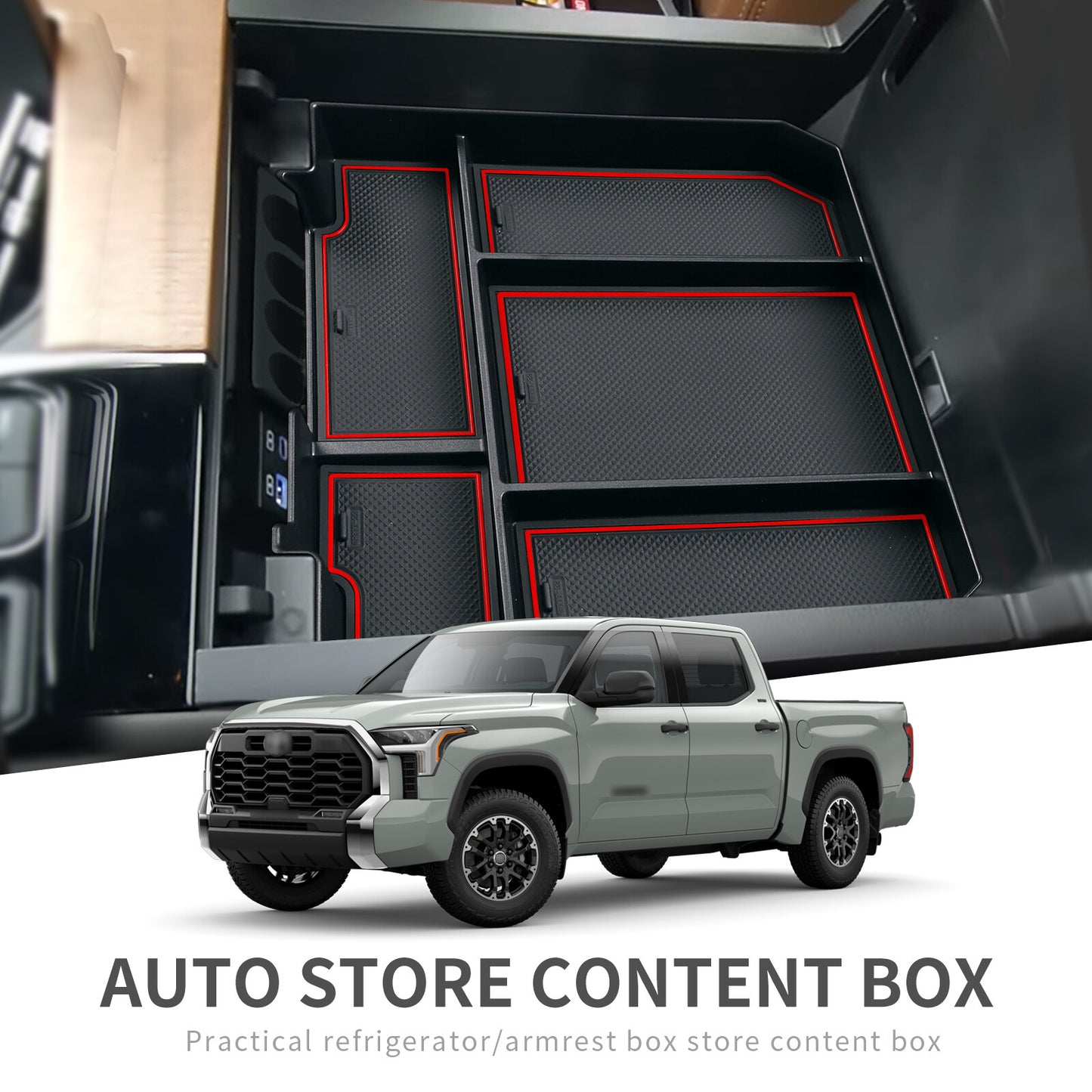 Central Armrest Storage Box for Toyota Tundra 2022 Console Accessories Tidying
