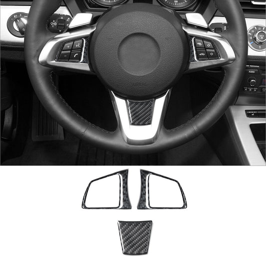 3Pcs for BMW Z4 E89 2009-2016 Carbon Fiber Steering Wheel Set Cover Trim