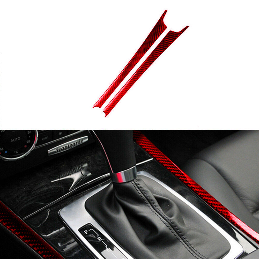 Red Carbon Fiber Shifter Side Decorative Trim for Mercedes-Benz W204 2007-10