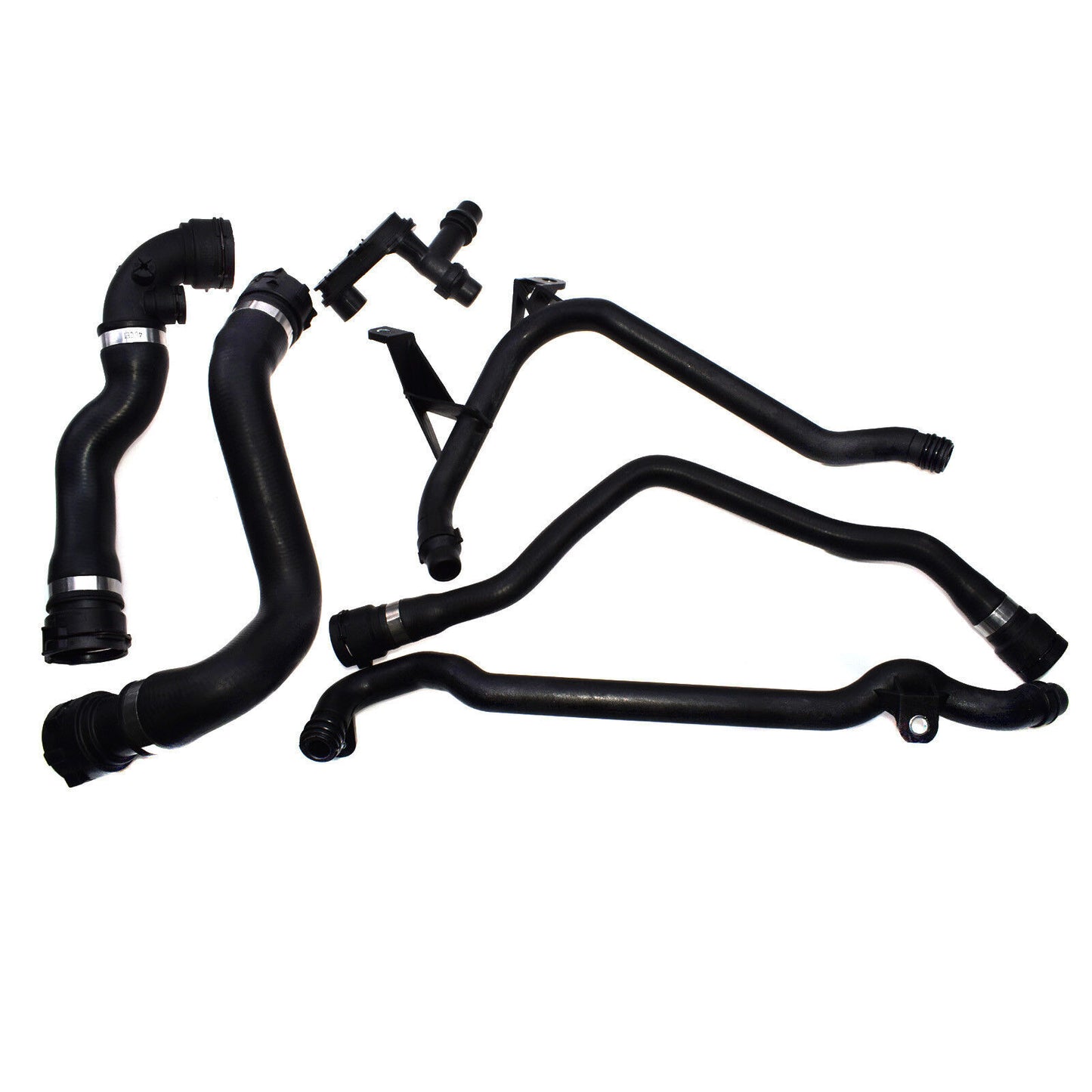 for BMW E46 6Pcs Upper Lower Thermostat Expansion Tank Water Radiator Hose Set