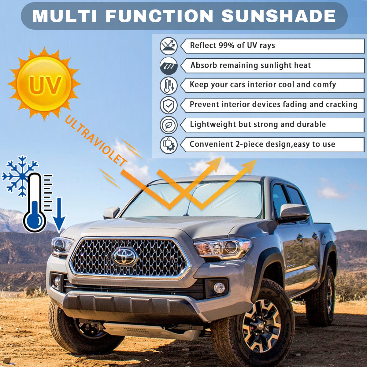 2X for Toyota Accessorie Car Windshield Sunshade UV Block Sun Shield Cover Visor