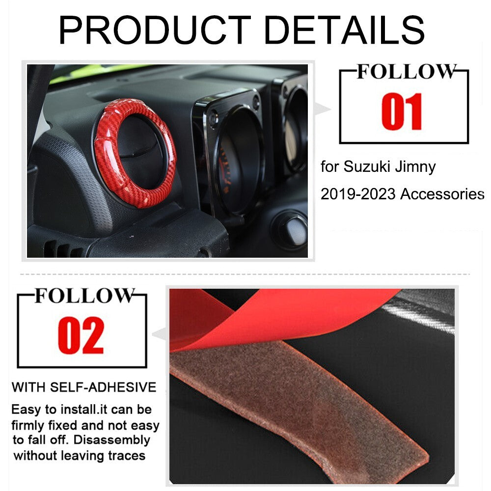 Red Carbon Air Conditioner Vent Outlet Cover Trim for Suzuki for Jimny 2019-2023