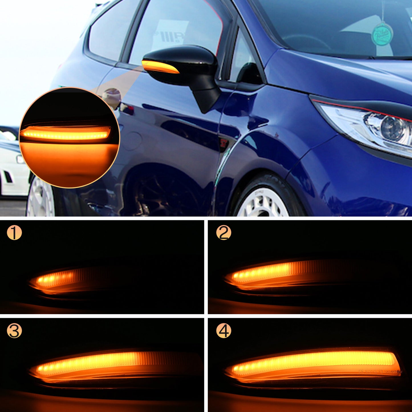 2 X Dynamic LED Side Smoke Turn Signal Light Indicator for Ford Fiesta MK7 BMax