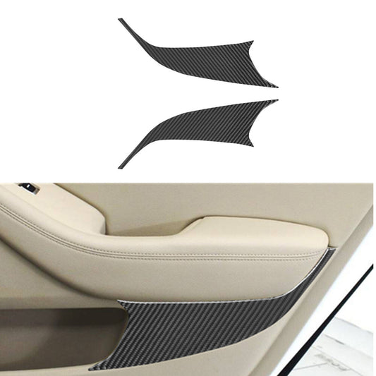 2Pcs Carbon Fiber Interior Rear Door Panel Cover Trim for Kia Cadenza 2014-2016