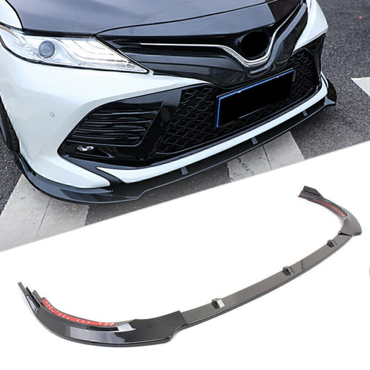 3Pcs Gloss Black Car Front Bumper Lip Cover Trim Fit for Toyota for Camry 2018 SE ABS