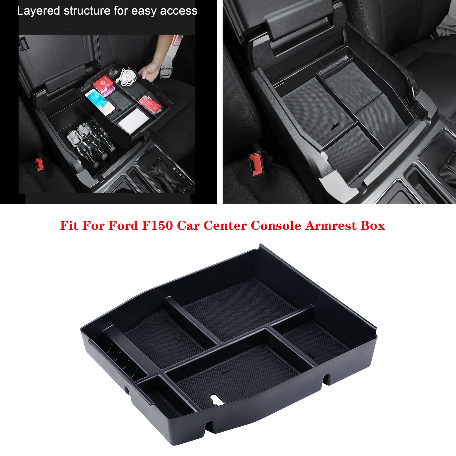 Fit for Ford F150 2015-2019 Car Center Console Armrest Box Glove Storage Box