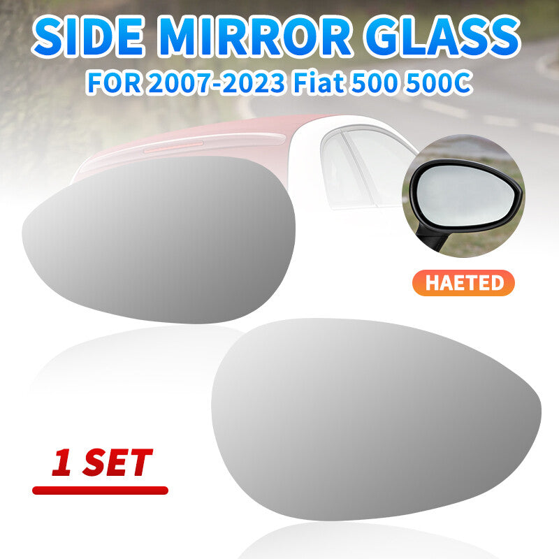 2x Wide Angle Wing Mirror Glass Left Right for 2007-2024 for FIAT 500 500c Heated