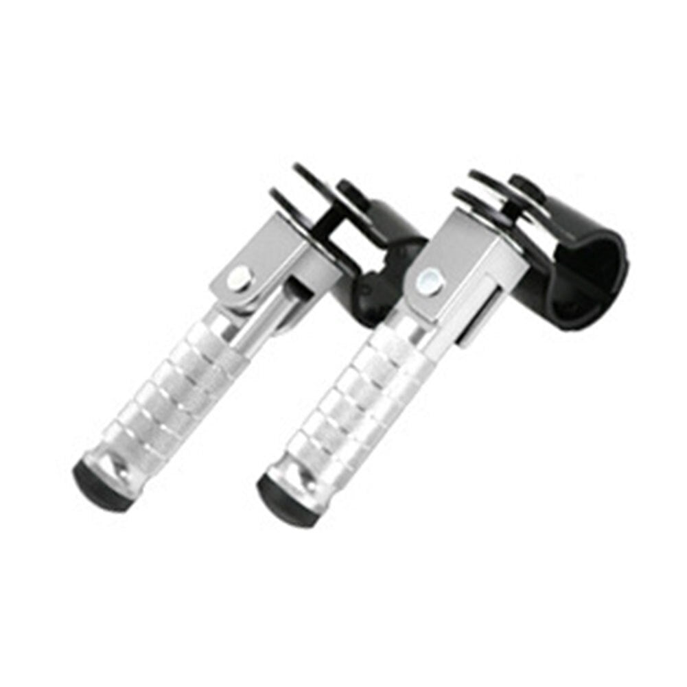 2x Silver Motorcycle Folding Rear Footpeg Kit Footrest Foot Peg Pedals 30mm-32mm