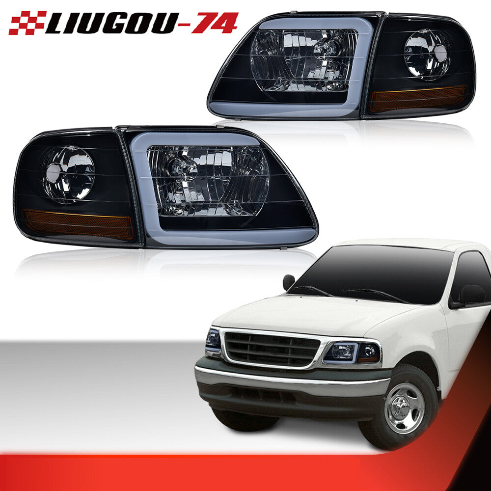 LED tube headlights and corner parking lights with smoke effect suitable for 97-04 F150 Expedition