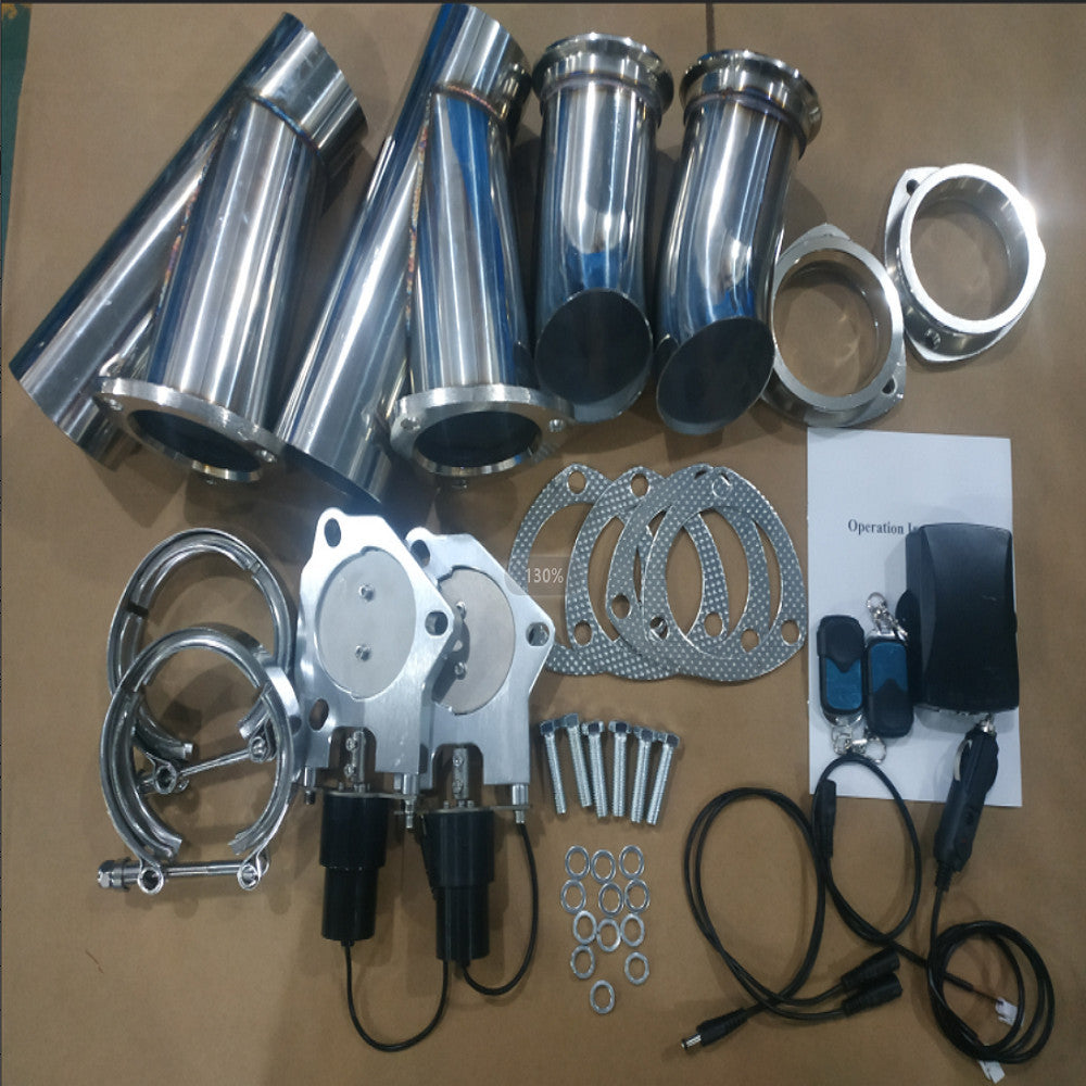 2 pairs of electric exhaust valves with stainless steel Y-shaped tubes and wireless remote control