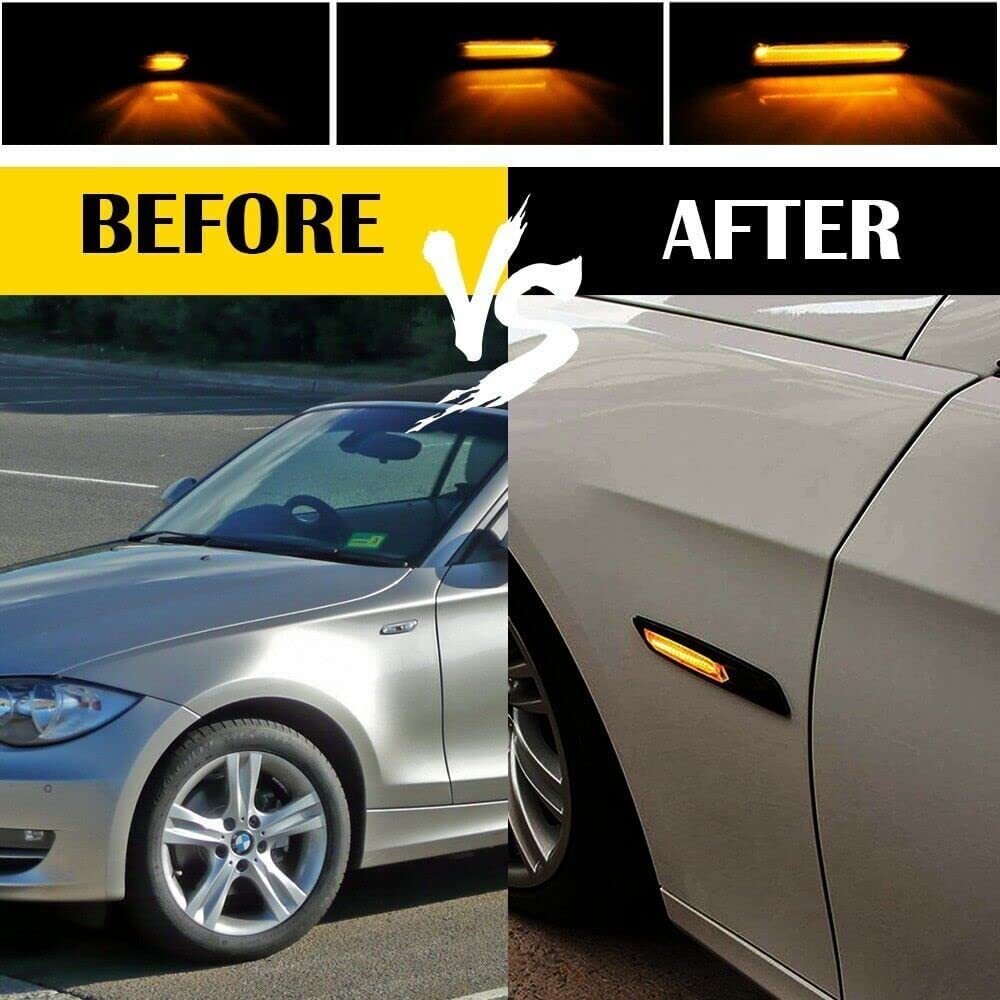 2-Piece Sequential Amber LED Side Marker Turn Signal Lights for BMW 135 Series F10