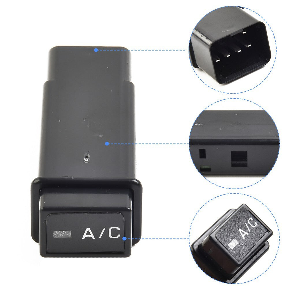 Replacement parts for 12V push-button switches in automotive air conditioning systems, suitable for Toyota 1995-2000.