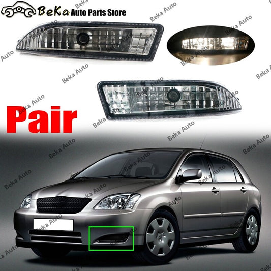 A pair of front bumper fog lights with bulbs for Toyota for Corolla Kombi Limo E12 2001-2004.