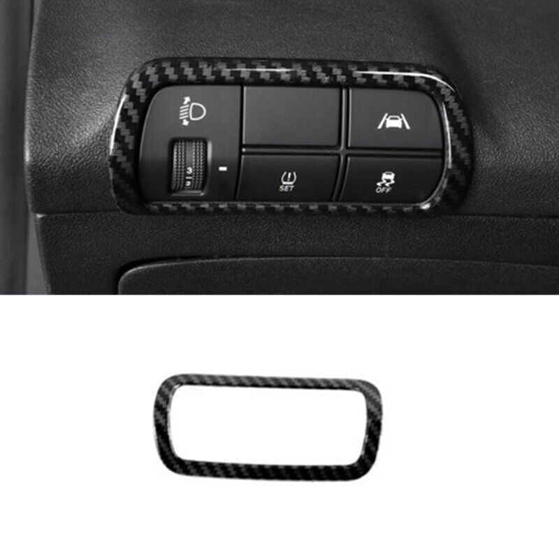 Carbon Fiber ABS Headlight Switch Button Frame Trim for Hyundai for Elantra 2021-23
