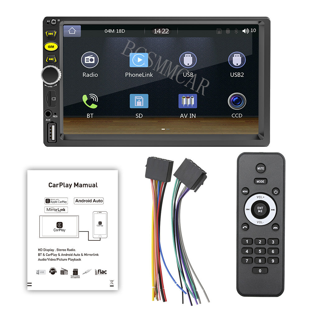 Stereo Radio 7in Double 2DIN Car Touch Screen For Apple CarPlay Android Auto USB