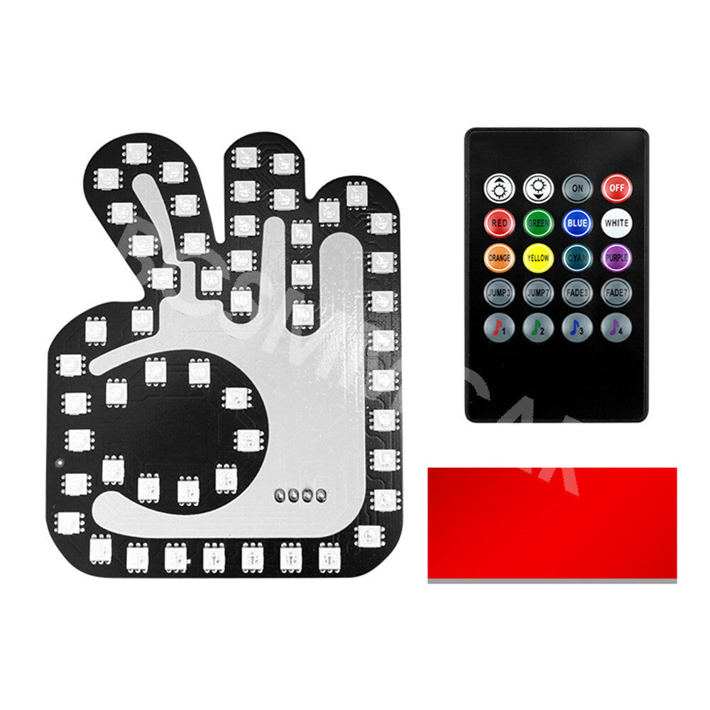 Finger Gesture Light LED Car Back Window Sign Hand Light With Remote Control