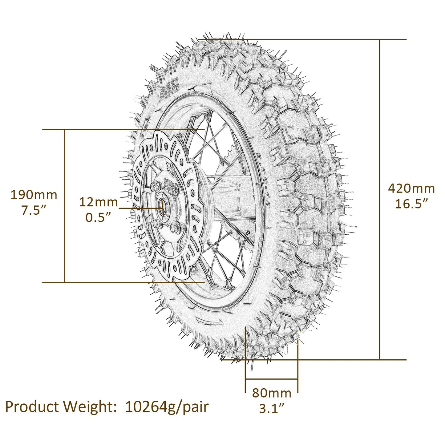 10-inch rear wheel 3.00-10 tire rim disc brake kit for pit bikes TTR50 CRF50 SSR 70CC