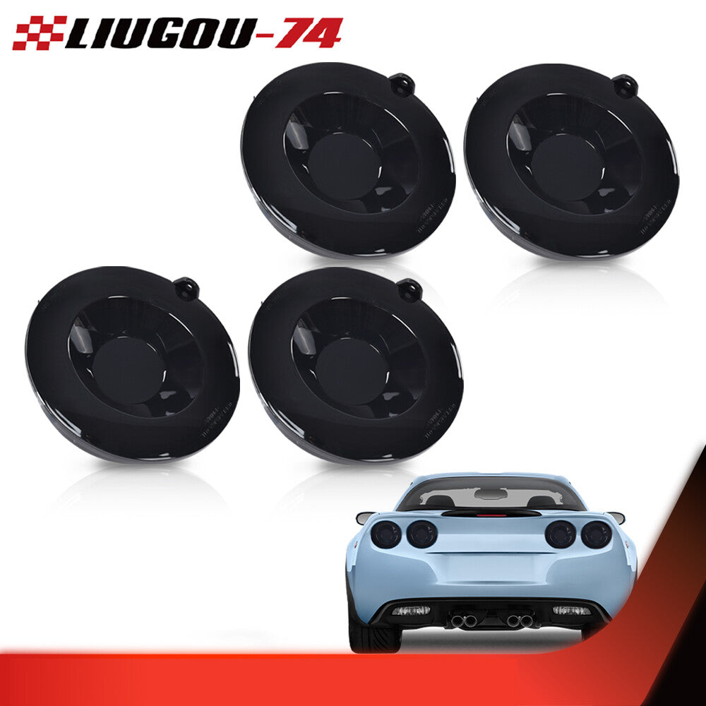 4-piece LED brake light and taillight set suitable for 2005-2013 for Chevrolet for Corvette C6 smoke/red