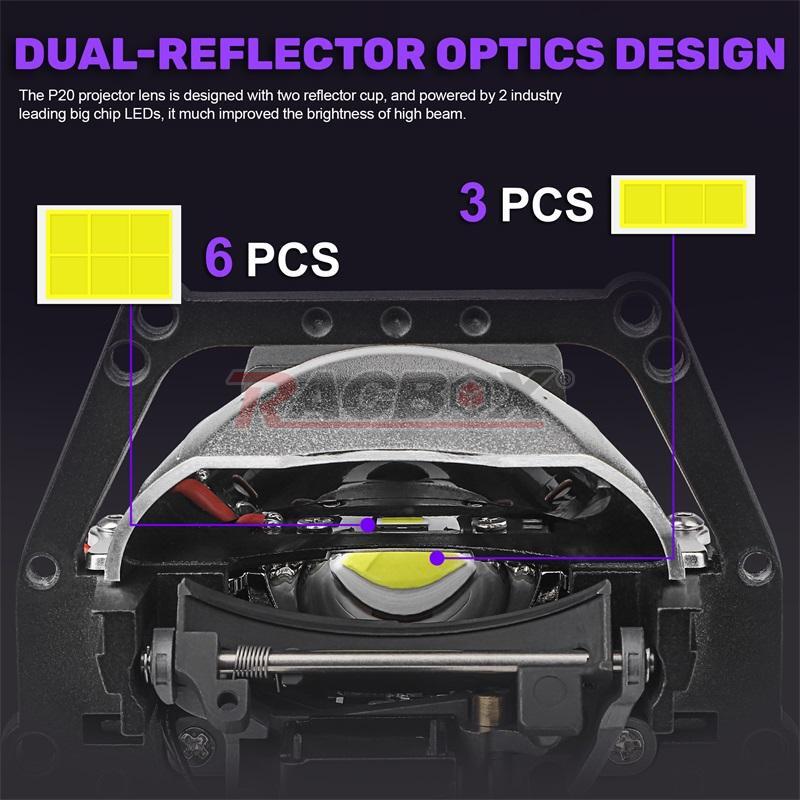 3inch Bi LED Headlight Bi LED Projector Lens 120W High/Low Beam Retrofit 2pcs