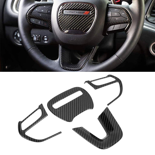 Carbon Fiber Steering Wheel Cover Trim for 15+ for Dodge for Challenger ,Charger,Durango