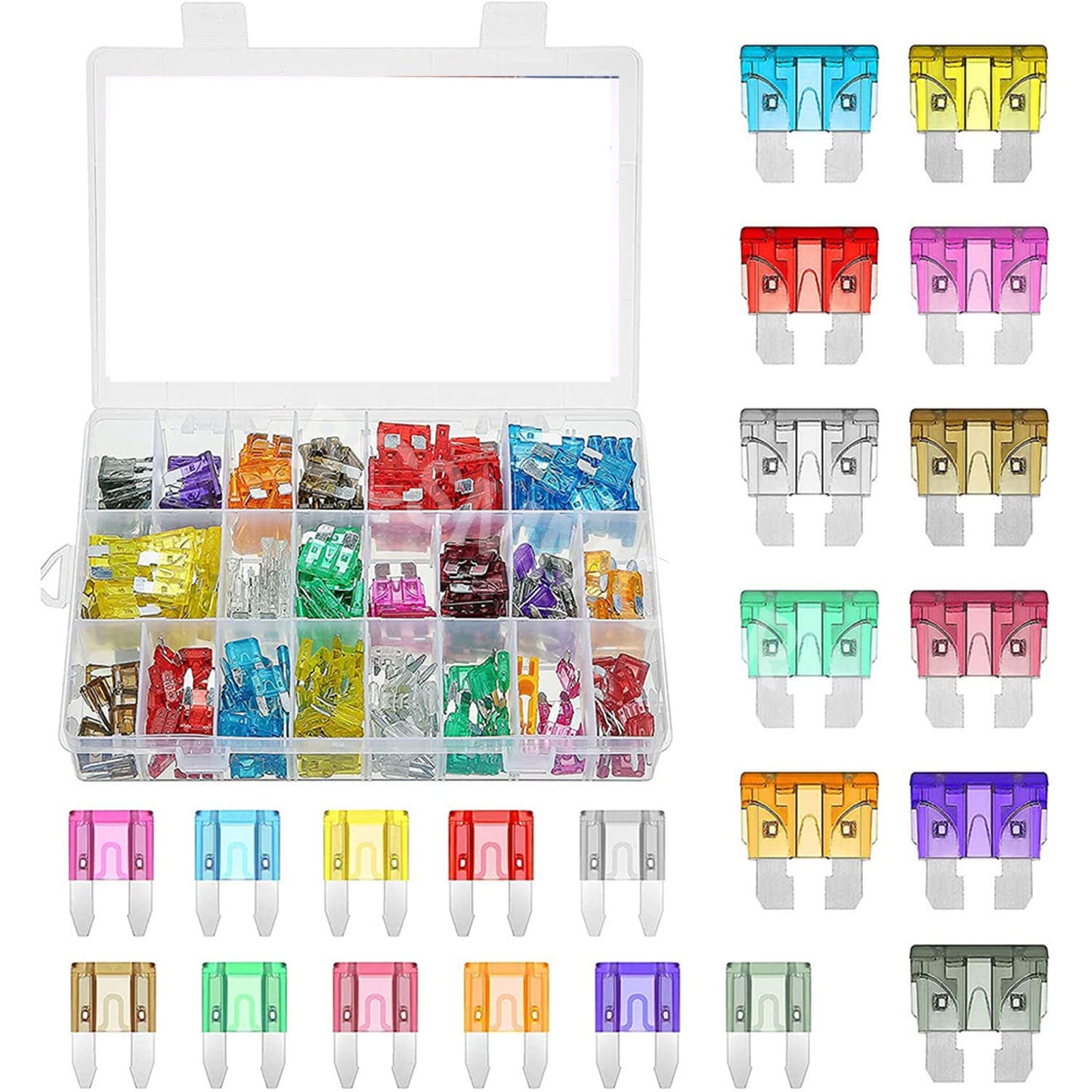 Car Blade Fuse Mixed With Clamp 2A 3A 5A 7.5A 10A 15A 20A 25A 30A 35A 40A