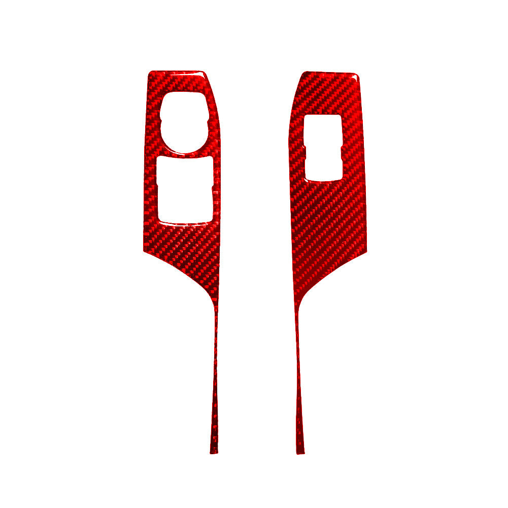 Window Lift Panel Trim Cover Bezel for Chevrolet Camaro 16-18 Carbon Fiber Red