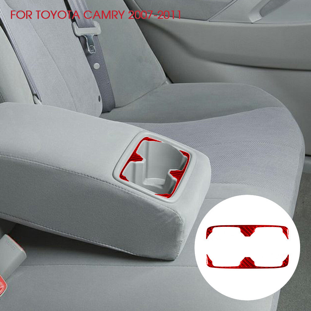 Red Carbon Fiber Rear Watercup Panel Cover Trim for Toyota for Camry 2007-2011