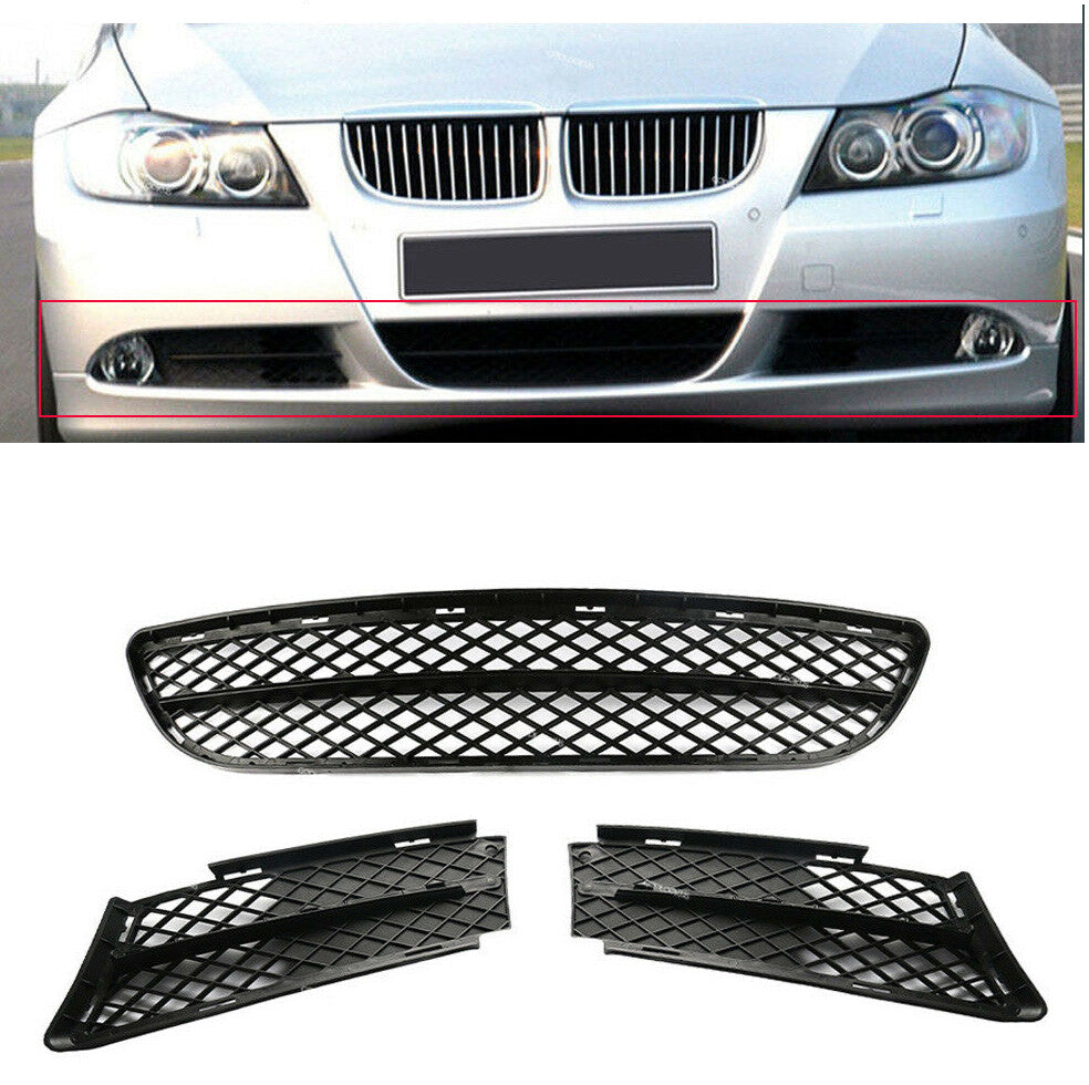 3pcs Front Lower Bumper Grille Cover for 2006-2008 for BMW 3-Series 325i 328i 330i