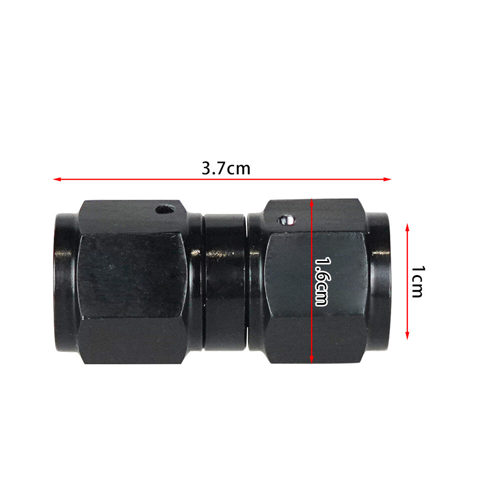 4AN to 4AN Female Straight Swivel Coupler Union Fitting Adapter Aluminum Black