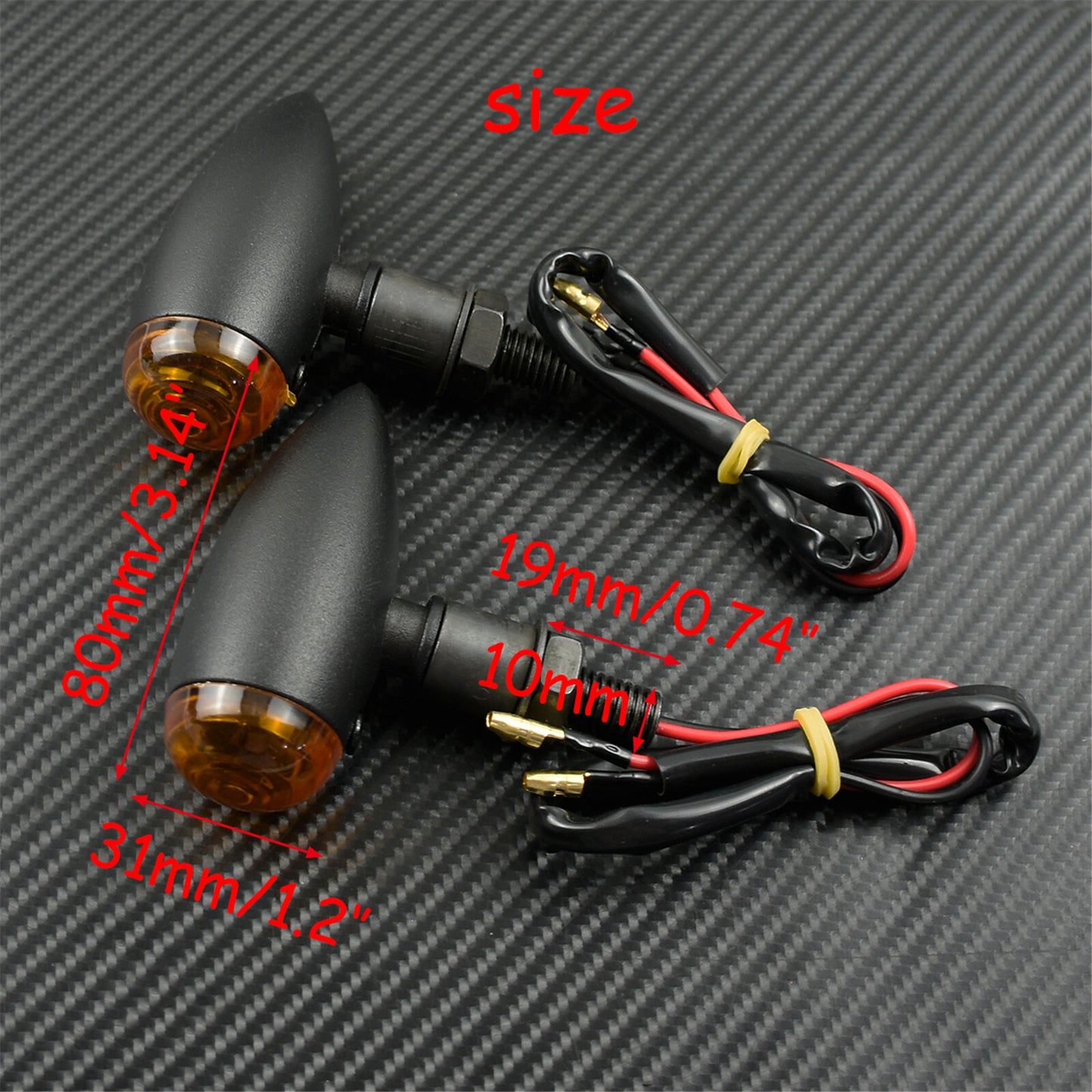 2X 10mm Amber LED Bullet Turn Signal Indicator Light Fit For Bobber Cafe Racer