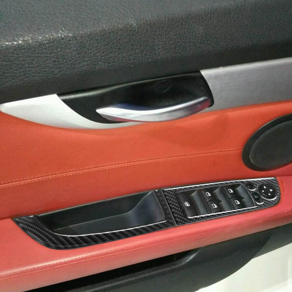 3Pcs Carbon Fiber Window Lift Switch Button Panel Cover for BMW Z4 E89 2009-2016