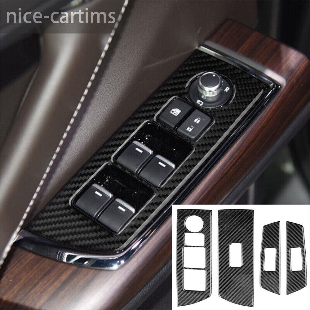 4Pcs Carbon Fiber Windlow Lift Switch Button Panel Trim for Mazda CX-9 2016-2022