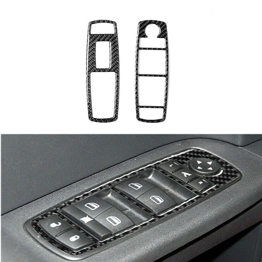 2Pcs Carbon Fiber Front Window Control Trim for Dodge Journey Sxt Se 2009-2010