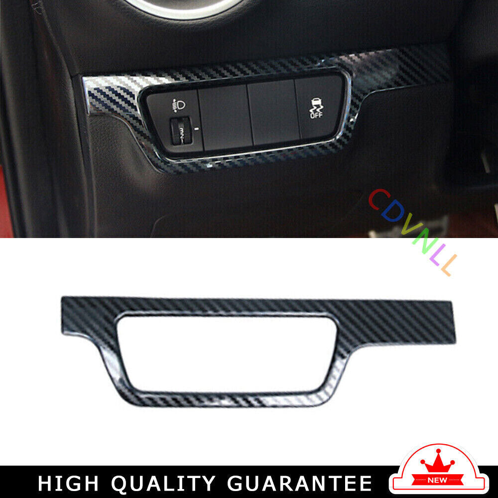 Headlight Button Frame Cover Trim for Kia K3 Forte 2019-2022 Steel Carbon Fiber