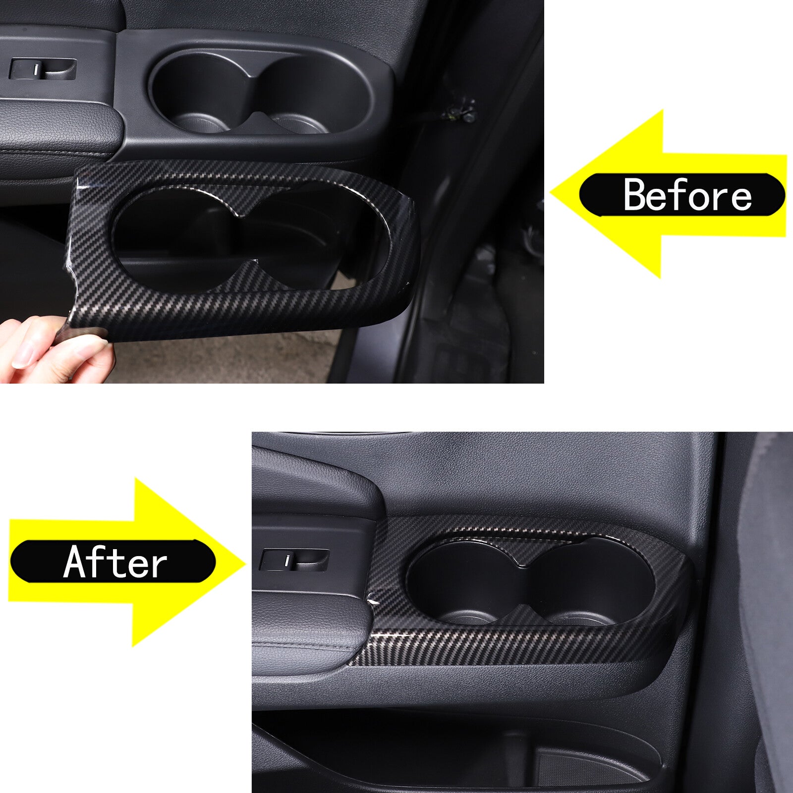 2 Black carbon fiber front door fender cover trims for Corvette C7 2014-19