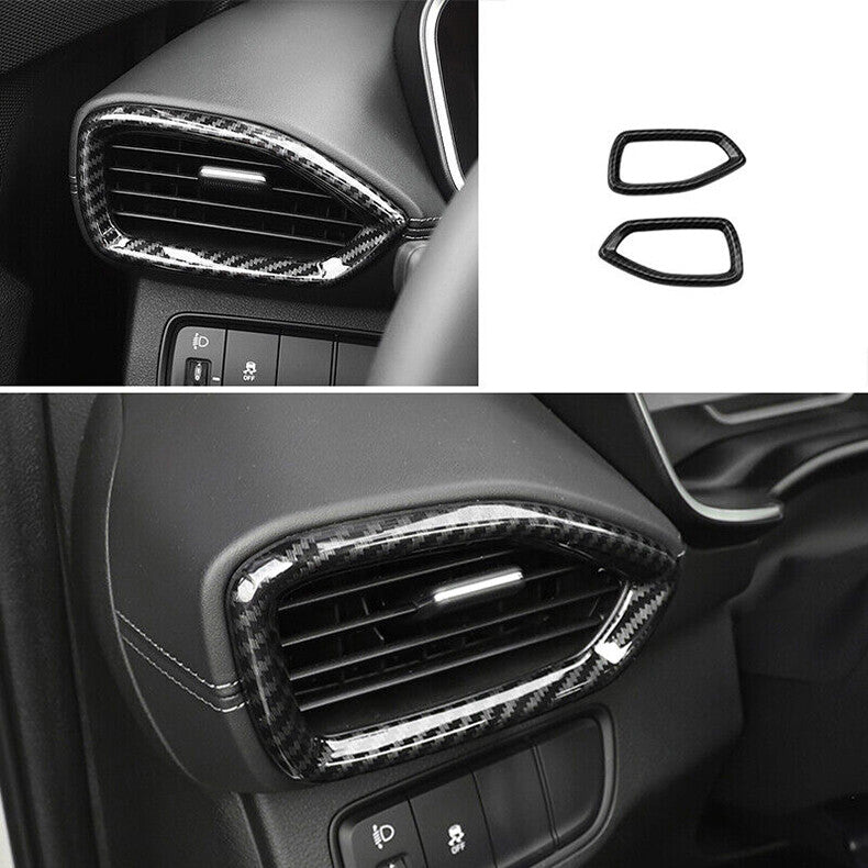 for Hyundai Santa Fe 2019-2022 Carbon Fiber LR AC Air Outlet Vent Cover Trim 2x
