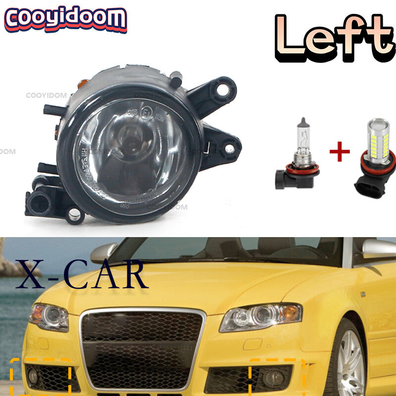 The left front bumper LED fog light is suitable for Audi A4, B6, and X-CAR models from 2001 to 2005.